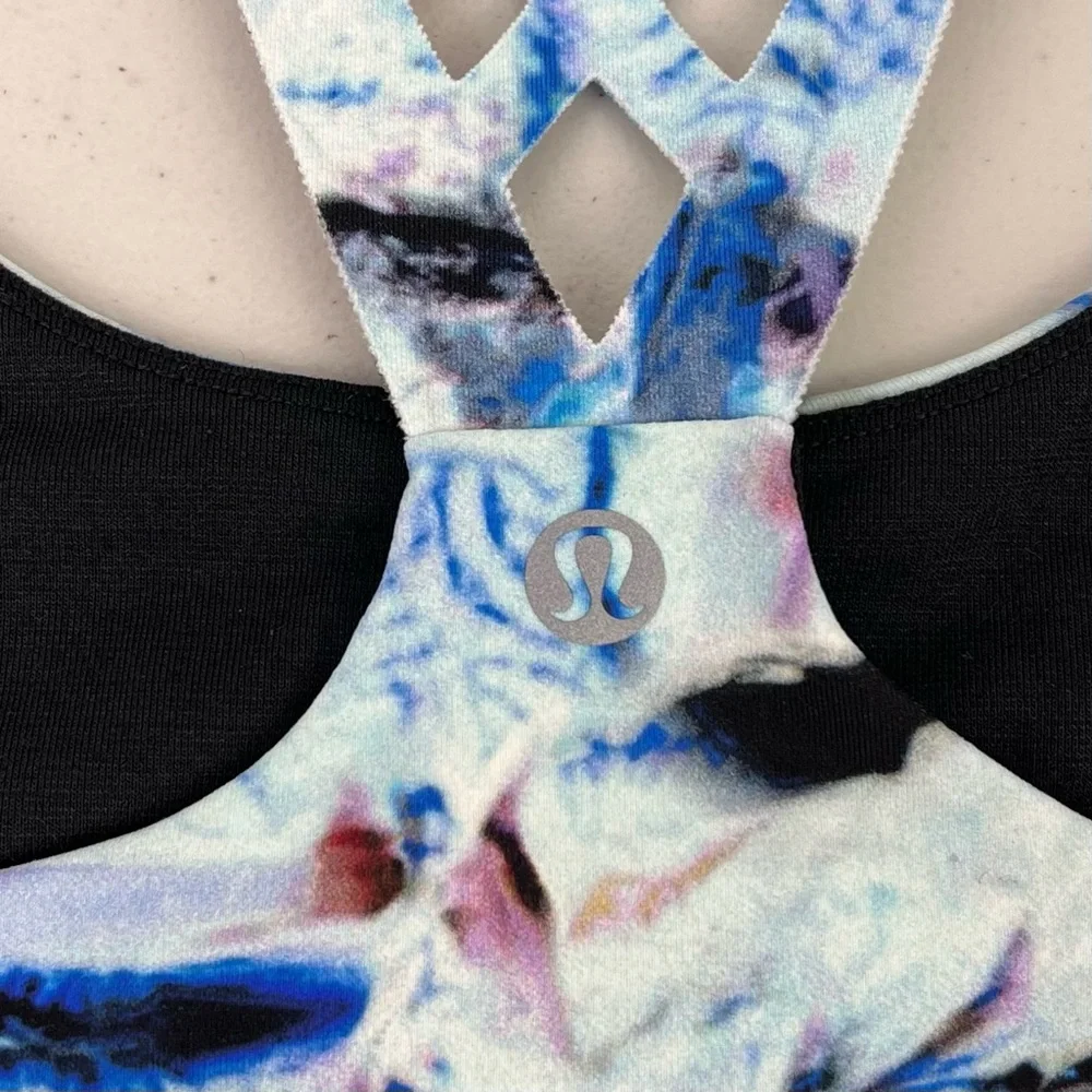 Lululemon Mind Over Miles Bra Size 6 Racerback Strappy Exposure Multi - Picture 7 of 8